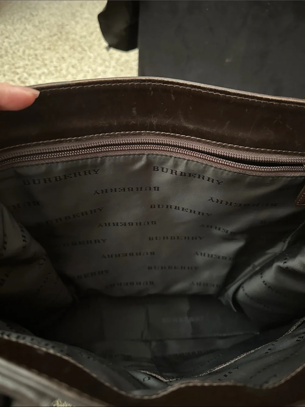 Burberry Beige Check Canvas Messenger Bag with Dark Brown Trim